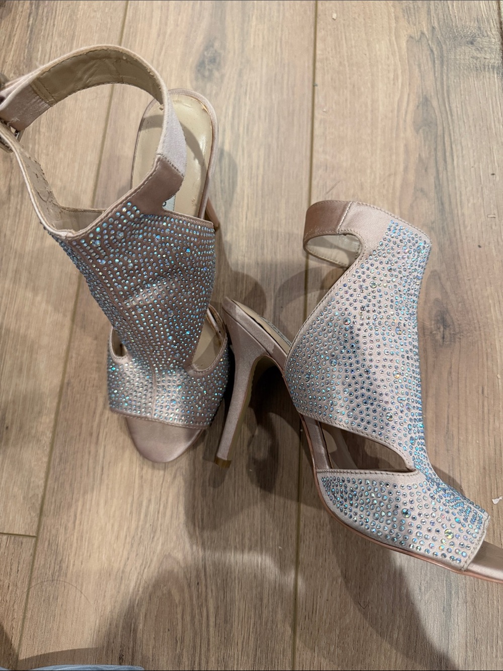 Steve Madden Blush Crystal-Embellished High Heel Sandals